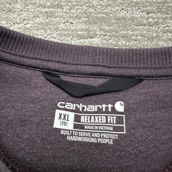 Carhartt Sweatshirt Womens 2XL Purple Crewneck Sleeve Graphic Fleece Pullover - Picture 7 of 12